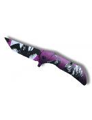 Folding Knife assisted opening Purple Death 9cm blade w/Belt Clip