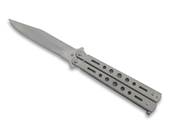 Butterfly Balisong Knife holey 9cm Blade Steel Grey Mat