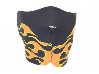 DMoniac "Black & Orange Flames" Neoprene Half Mask 