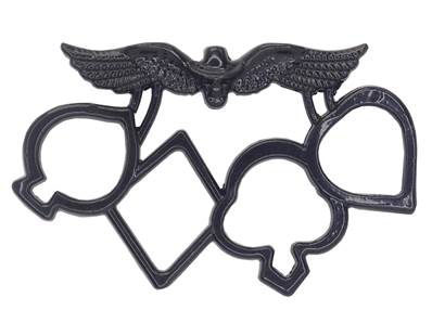 Knuckle Duster Metal Black Ace Skull Wings