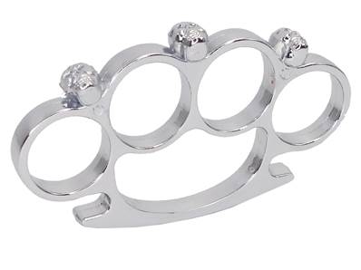 Knuckle Duster 3 Skulls Metal Chrome