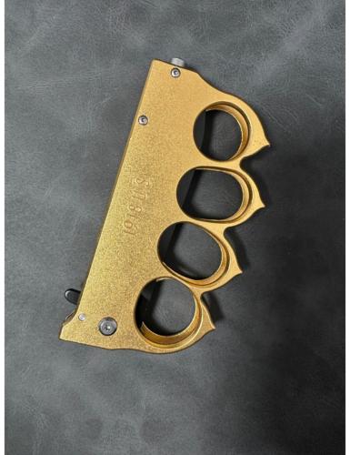 Knuckle with Folding Knife US 1918 w/ 10cm blade Gold + glass-breaker