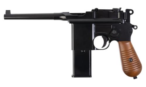 WE Pistol C96 Broomhandle 6mm GBB Full Metal BK 0.9J + Stock