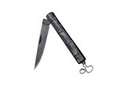 Folding Knife 8.5cm blade Black Bamboo - Small Chain