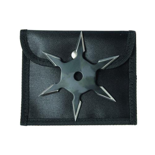 Throwing star black 6 arms + case