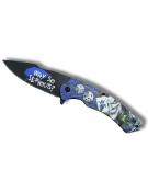 Folding Knife assisted opening Joker Dices Blue 9cm blade w/Belt Clip