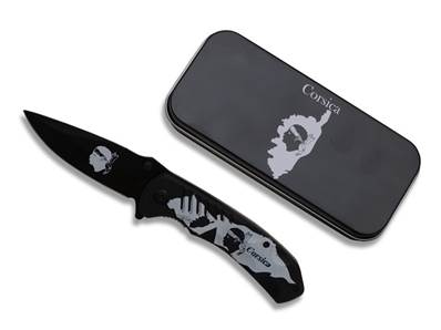 Corsica Knife Black 8.5cm blade - Metal box