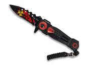 Folding Knife with red blood 8cm blade