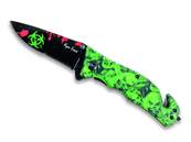 Folding Knife with Fluo Green zombies 8cm blade