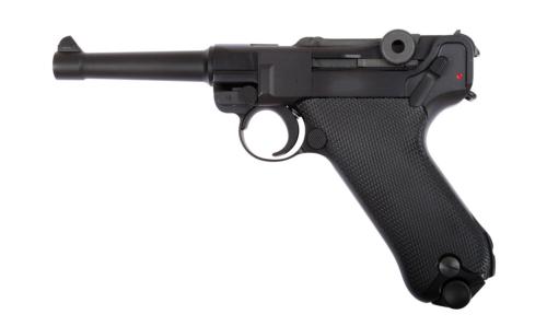 WE Pistol Luger P08 4'' BK GBB Full Metal 0.9J