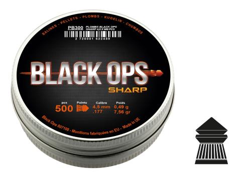 BLACKOPS 4.5 mm /.177 0.49g Sharp Pellets with pointed head (x 500)