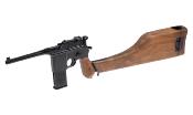 WE Pistol C96 Broomhandle 6mm GBB Full Metal BK 0.9J + Stock