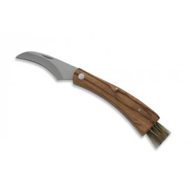 Mushroom Folding Knife Metal/Wood 6cm Blade with Brush