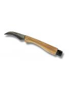 Mushroom Folding Knife Metal/Wood 7cm Blade with Brush