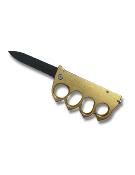 Knuckle with Folding Knife US 1918 w/ 10cm blade Gold + glass-breaker