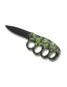 Knuckle with Folding Knife Green Skul 10cm blade