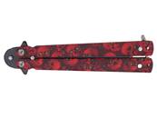 Butterfly Knife Metal Red Skulls 10cm Blade