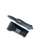 Automatic knife Carbon Metal 9cm Blade with glass breaker & pouch