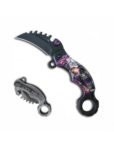 Assisted Open Karambit knife Skull Supernova 6cm Blade