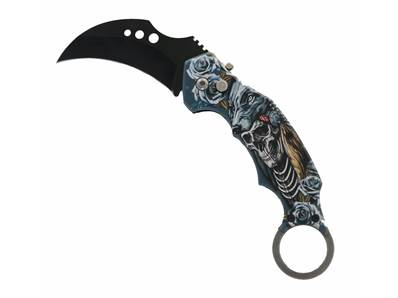 Automatic Karambit knife Wolf Skull