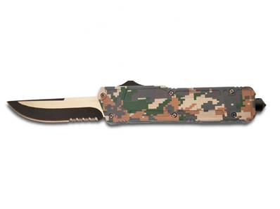 Automatic knife camo blade 9cm glass breaker