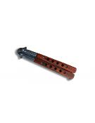 Butterfly Balisong Knife holey 9cm Blade Steel Grey Mat Wood