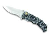 Folding Knife with skulls and cross 9cm blade