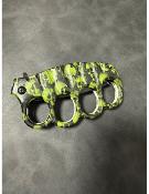 Knuckle with Folding Knife Green Skul 10cm blade