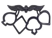 Knuckle Duster Metal Black Ace Skull Wings