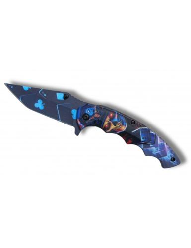 Folding Knife assisted opening Death Cards 9cm blade w/Belt Clip
